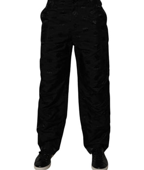 Dolce &amp; Gabbana Black Logo Monogram Straight Pants