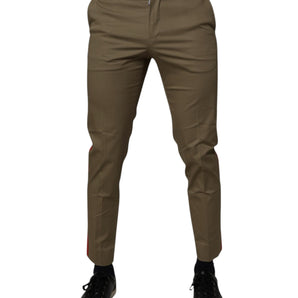 Pantalones cónicos de algodón color caqui oscuro de Dolce &amp; Gabbana