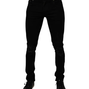 Dolce &amp; Gabbana Vaqueros pitillo elásticos de algodón negro para hombre