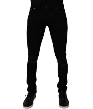 Dolce &amp; Gabbana Black Cotton Stretch Skinny Men Denim Jeans