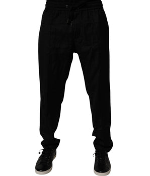 Dolce &amp; Gabbana Black Wool Jogger Sweatpants Pants