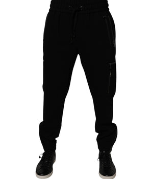 Dolce &amp; Gabbana Black Wool Stretch Jogger Pants