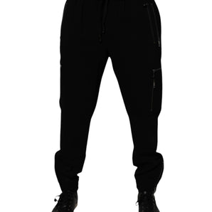 Pantalones deportivos elásticos de lana negra de Dolce &amp; Gabbana