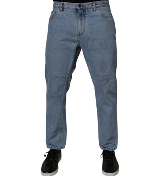 Dolce &amp; Gabbana Blue Cotton Skinny Men Denim Mid Waist Jeans