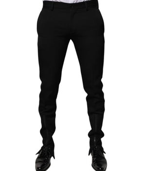 Dolce &amp; Gabbana Black Wool Tapered Formal Dress Pants