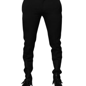 Pantalones de vestir formales cónicos de lana negra de Dolce &amp; Gabbana