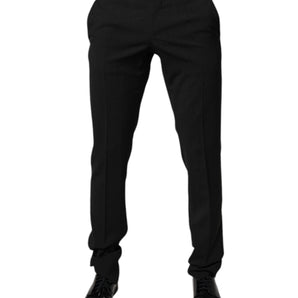 Pantalones de vestir formales cónicos de poliéster negro Dolce &amp; Gabbana para hombre