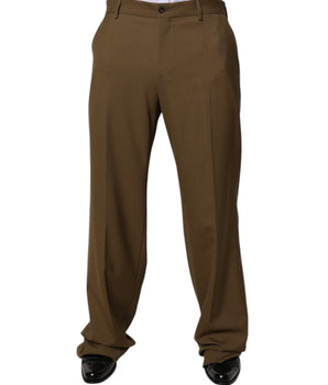 Dolce &amp; Gabbana Brown Wool Straight Formal Dress Pants