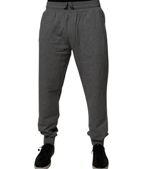 Dolce &amp; Gabbana Gray Logo Cotton Jogger Men Sweatpants Pants