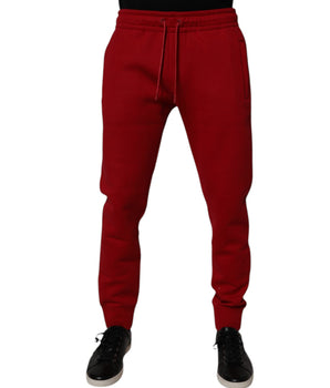 Dolce &amp; Gabbana Red DG Logo Cotton Jogger Men Sweatpants Pants
