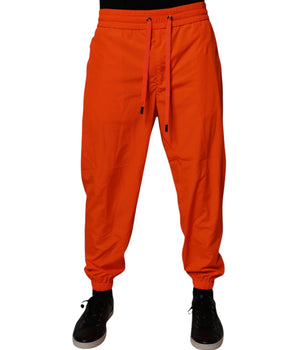 Dolce &amp; Gabbana Orange Polyester Men Jogger Sweatpants Pants
