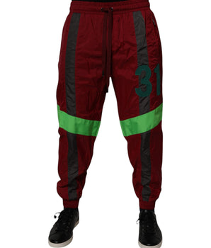 Dolce &amp; Gabbana Maroon Nylon Men Jogger Sweatpants Pants