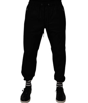 Dolce &amp; Gabbana Black Cotton Men Jogger Sweatpants Pants