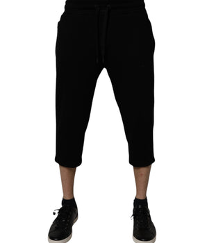 Dolce &amp; Gabbana Black Cotton Blend Cropped Sweatpants Pants