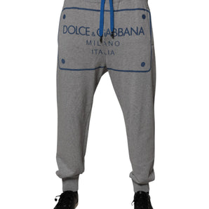Pantalones deportivos Dolce &amp; Gabbana de algodón con logotipo gris para hombre