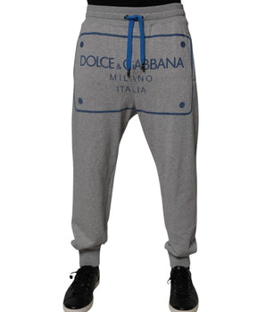 Dolce &amp; Gabbana Gray Logo Cotton Men Jogger Sweatpants Pants