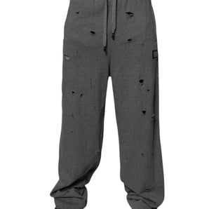 Pantalones deportivos rectos RipStyle de algodón gris de Dolce &amp; Gabbana