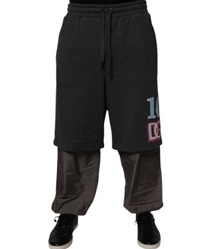 Dolce &amp; Gabbana Dark Gray Cotton Layered Straight Sweatpants Pants
