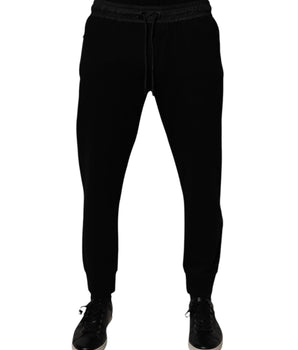 Dolce &amp; Gabbana Black Cotton Blend Men Jogger Sweatpants Pants