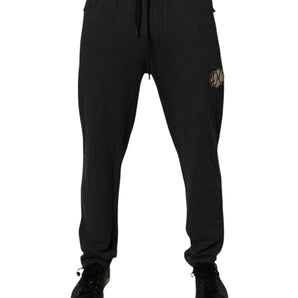 Pantalones deportivos de algodón con logotipo gris oscuro de Dolce &amp; Gabbana