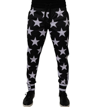 Dolce &amp; Gabbana Black White Stars Jogger Men Sweatpants Pants