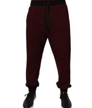 Dolce &amp; Gabbana Bordeaux Cotton Jogger Men Sweatpants Pants