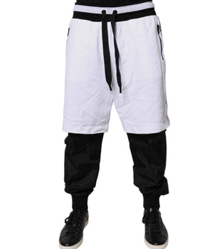 Dolce &amp; Gabbana Black White Cotton Layered Sweatpants Pants