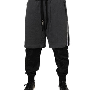 Pantalones deportivos Dolce &amp; Gabbana de algodón en capas negro y gris para hombre
