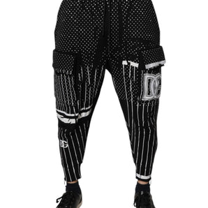 Pantalones deportivos cargo de rayas con lunares negros de Dolce &amp; Gabbana