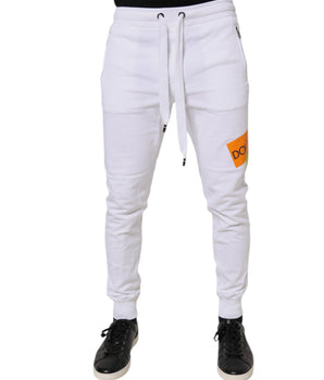 Dolce &amp; Gabbana White Logo Tape Jogger Cotton Sweatpants Pants