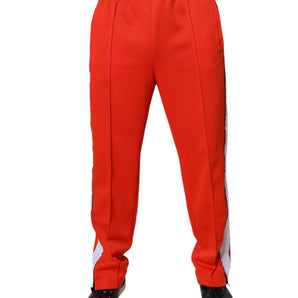 MSGM Red White Mid Waist Men Jogger Sweatpants Pants