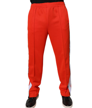 MSGM Red White Mid Waist Men Jogger Sweatpants Pants