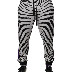 Pantalones deportivos Dolce &amp; Gabbana con estampado de cebra en blanco y negro para hombre
