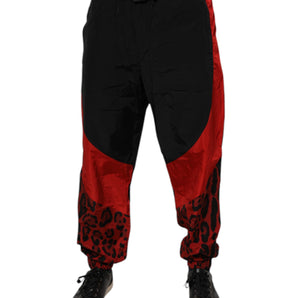 Pantalones deportivos Dolce &amp; Gabbana con estampado de leopardo en negro y rojo