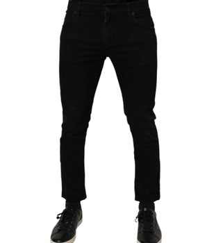 Dolce &amp; Gabbana Black Cotton Stretch Skinny Men Denim Jeans