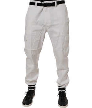 Dolce &amp; Gabbana White Cotton Jogger Cargo Skinny Pants