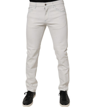 Dolce &amp; Gabbana White Cotton Stretch Skinny Slim Denim Jeans
