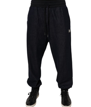 Dolce &amp; Gabbana Black Jacquard Cotton Jogger Sweatpants Pants