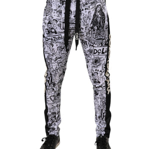 Pantalones deportivos Dolce &amp; Gabbana de poliéster con grafiti blanco para hombre