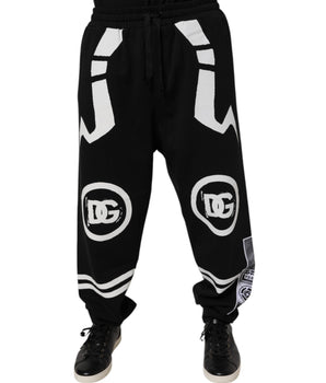 Dolce &amp; Gabbana Black Logo Cotton Jogger Sweatpants Pants