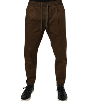 Dolce &amp; Gabbana Brown Cotton Stretch Jogger Sweatpants Pants