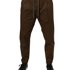 Pantalones deportivos de algodón elástico marrón Dolce &amp; Gabbana