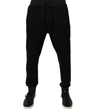 Dolce & Gabbana Black Logo Men Jogger Cotton Sweatpants Pants