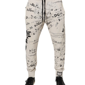 Pantalones deportivos ajustados con estampado de logotipo blanco de Dolce &amp; Gabbana para hombre