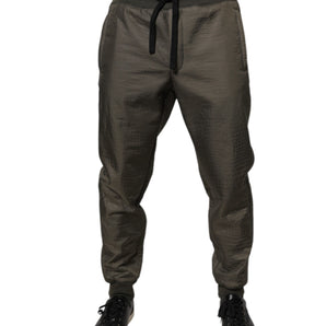 Pantalones deportivos Dolce &amp; Gabbana de piel de cordero marrón para hombre