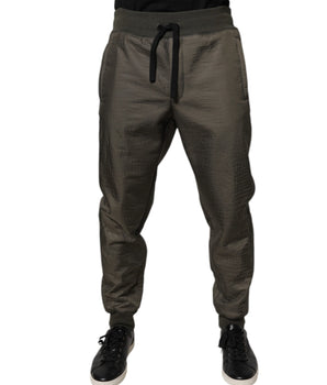 Dolce &amp; Gabbana Brown Lambskin Leather Men Sweatpants Pants