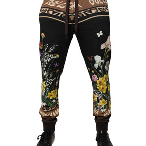 Pantalones deportivos negros de algodón con estampado floral de Dolce &amp; Gabbana