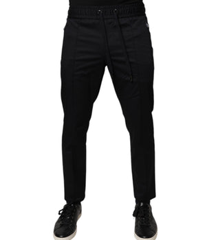 Dolce &amp; Gabbana Dark Blue Cotton Men Jogger Sweatpants Pants