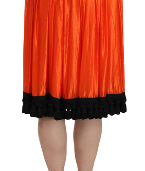 Dolce &amp; Gabbana Orange High Waist Knee Length Skirt