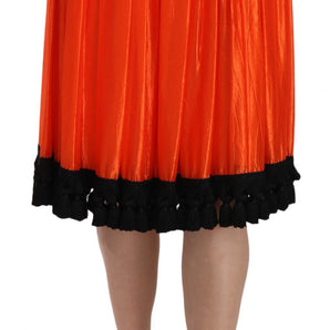 Dolce &amp; Gabbana High-Waist Black &amp; Orange Knee-Length Skirt